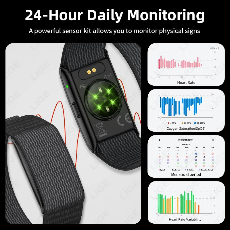 Smartwatch 2025 — Fitness, Freqüência Cardíaca, Oxigénio no Sangue e À Prova de Água