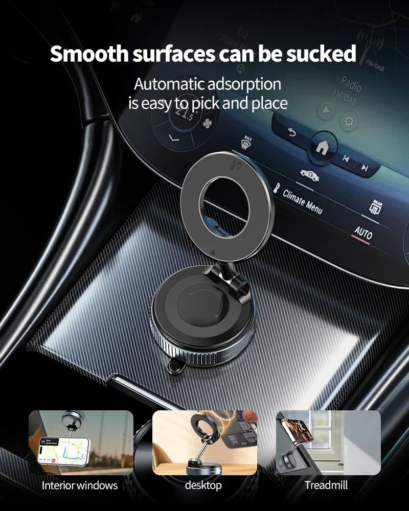 Suporte Magnético para Carro 360° com Ventósa e 16 Ímãs