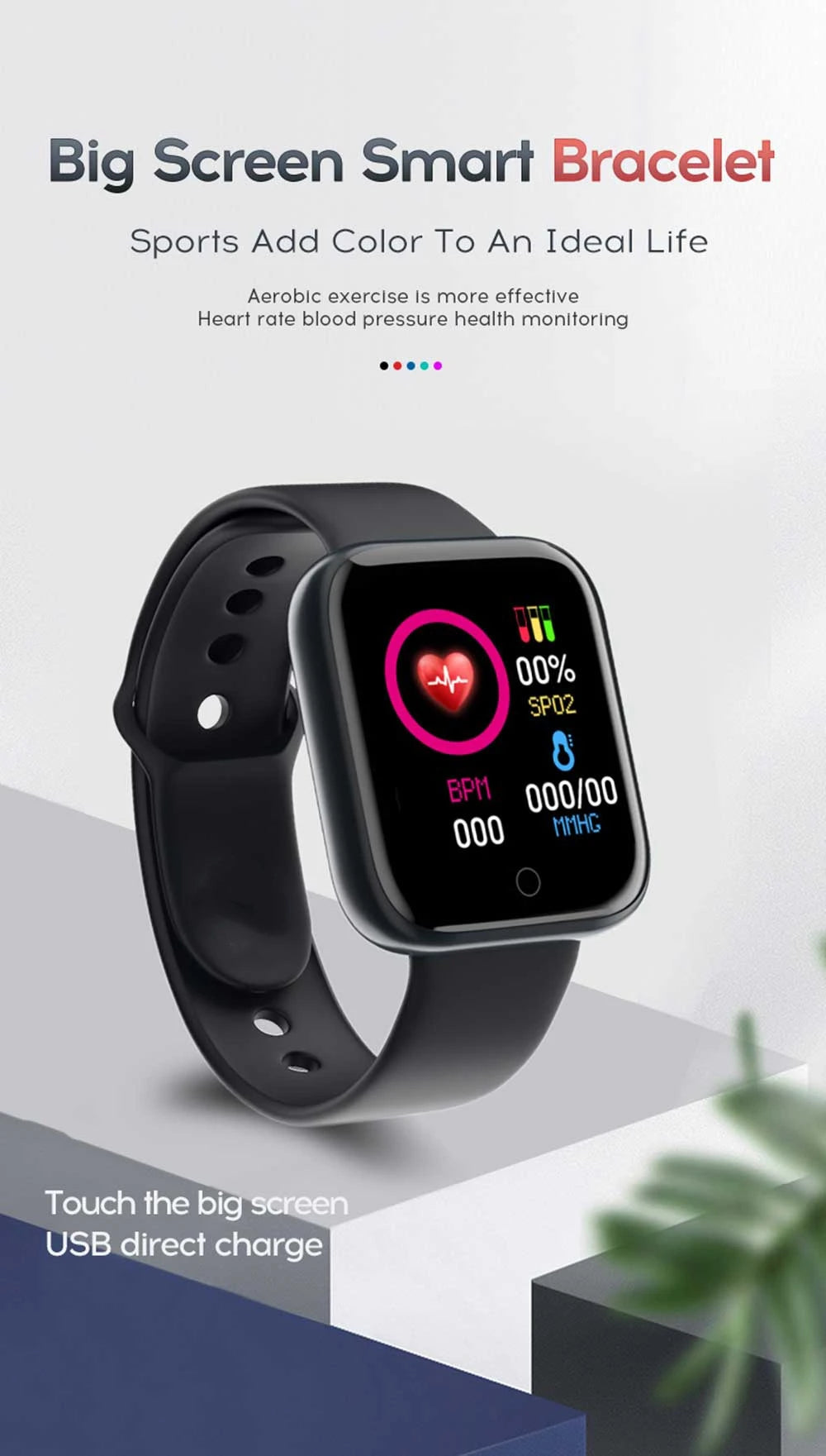 Smartwatch Fitness Unissexo com Monitor de Saúde e Música — Versão B