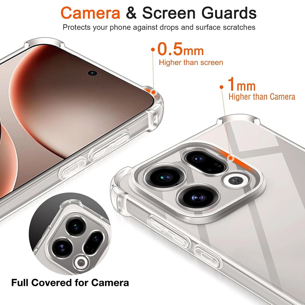 Shockproof Silicone Soft Case For OPPO Find X9 X8 X8S X7 X6 X5 Pro Ultra Lite Transparent Shell Ultra Thin Clear TPU Back Cover