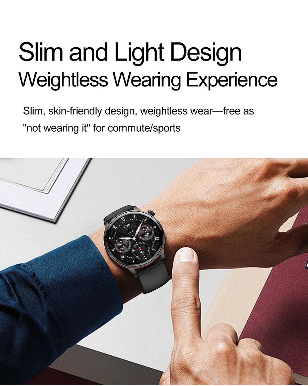 Smartwatch Feminino Elegante — Rosa e Dourado, Saúde Completa e Notificações Inteligentes