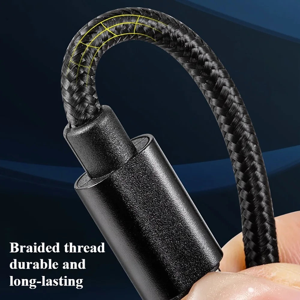 Cabo USB-C para USB-C 66W 5A Nylon Trançado — Carregamento Rápido 1m/2m/3m