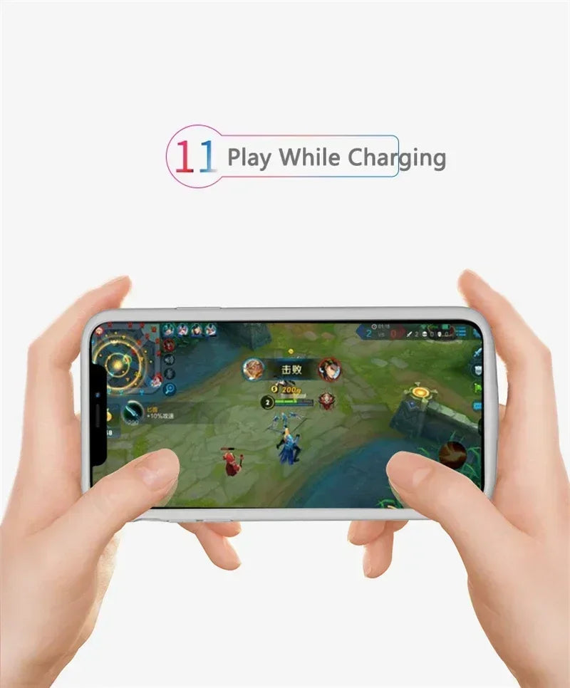 Capa com Bateria para iPhone 12, 11, X, XS, XR, 8, 7, 6 — Power Bank Integrado até 8000mAh com Áudio