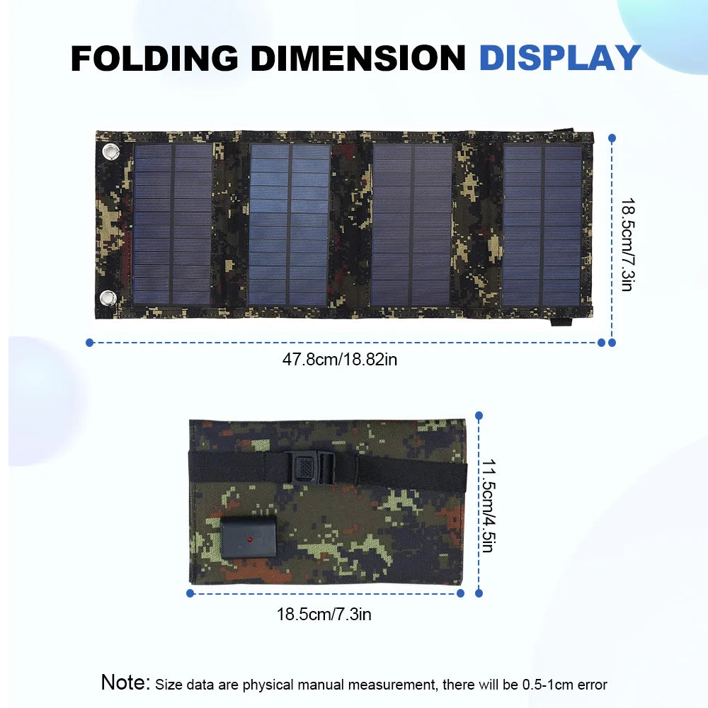 Painel Solar Portátil Dobrável 40W USB para Campismo e Caminhadas