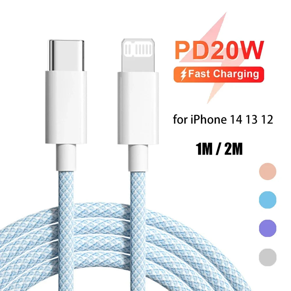 Cabo USB-C para iPhone 14, 13, 12 e 11 PD 20W — Carregamento Rápido 1m/2m