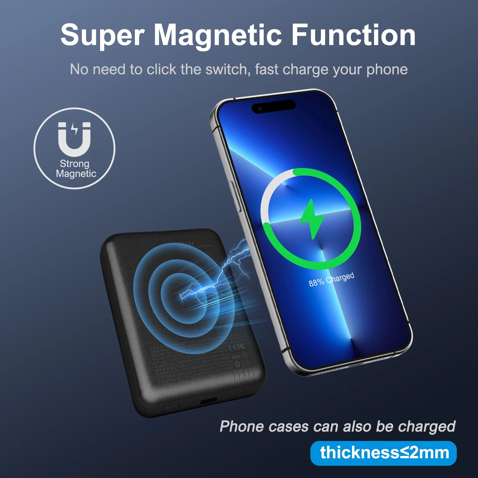 Power Bank Magnético Portátil 5000mAh 20W para iPhone 12-16
