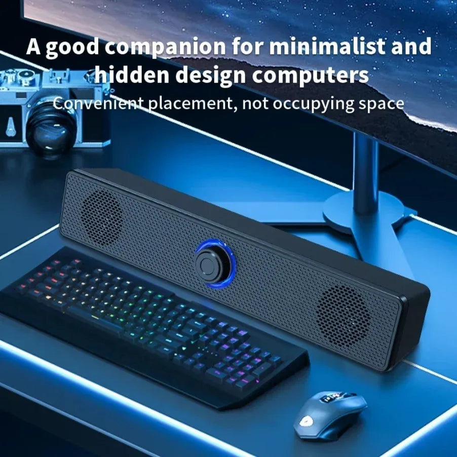 Soundbar Bluetooth e USB — Para TV, PC, Laptop e Gaming com Som Surround