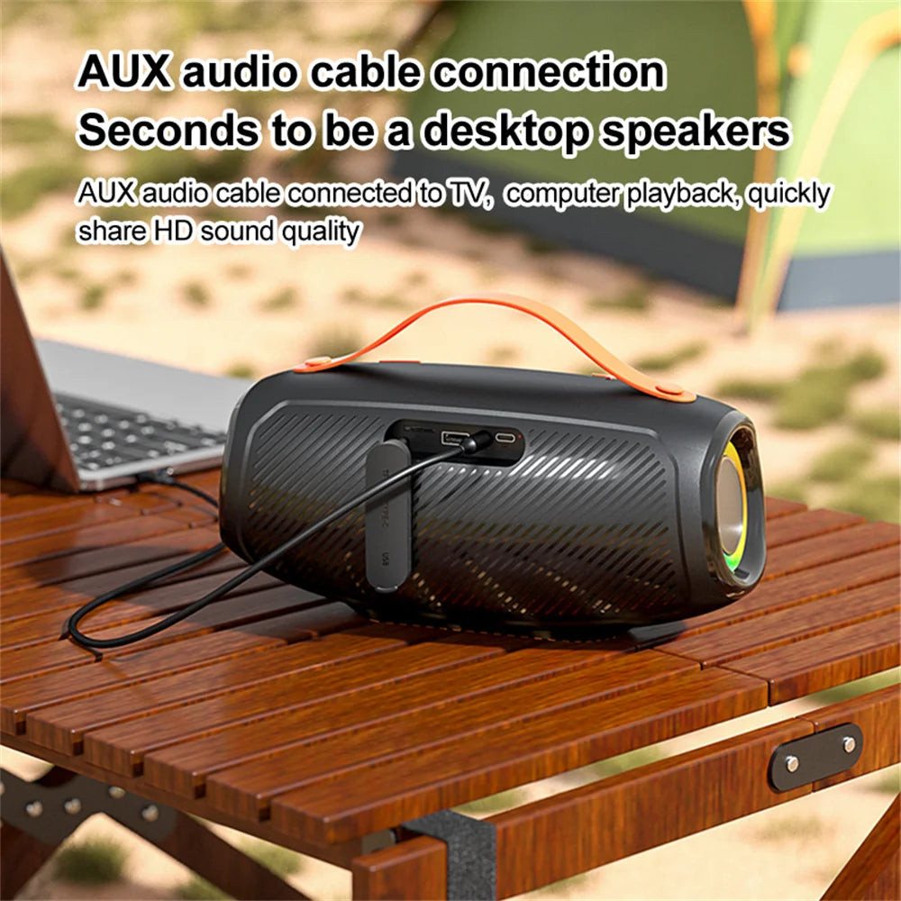 Coluna Bluetooth 20W À Prova de Água — Subwoofer, Iluminação RGB e Bateria 1000mAh