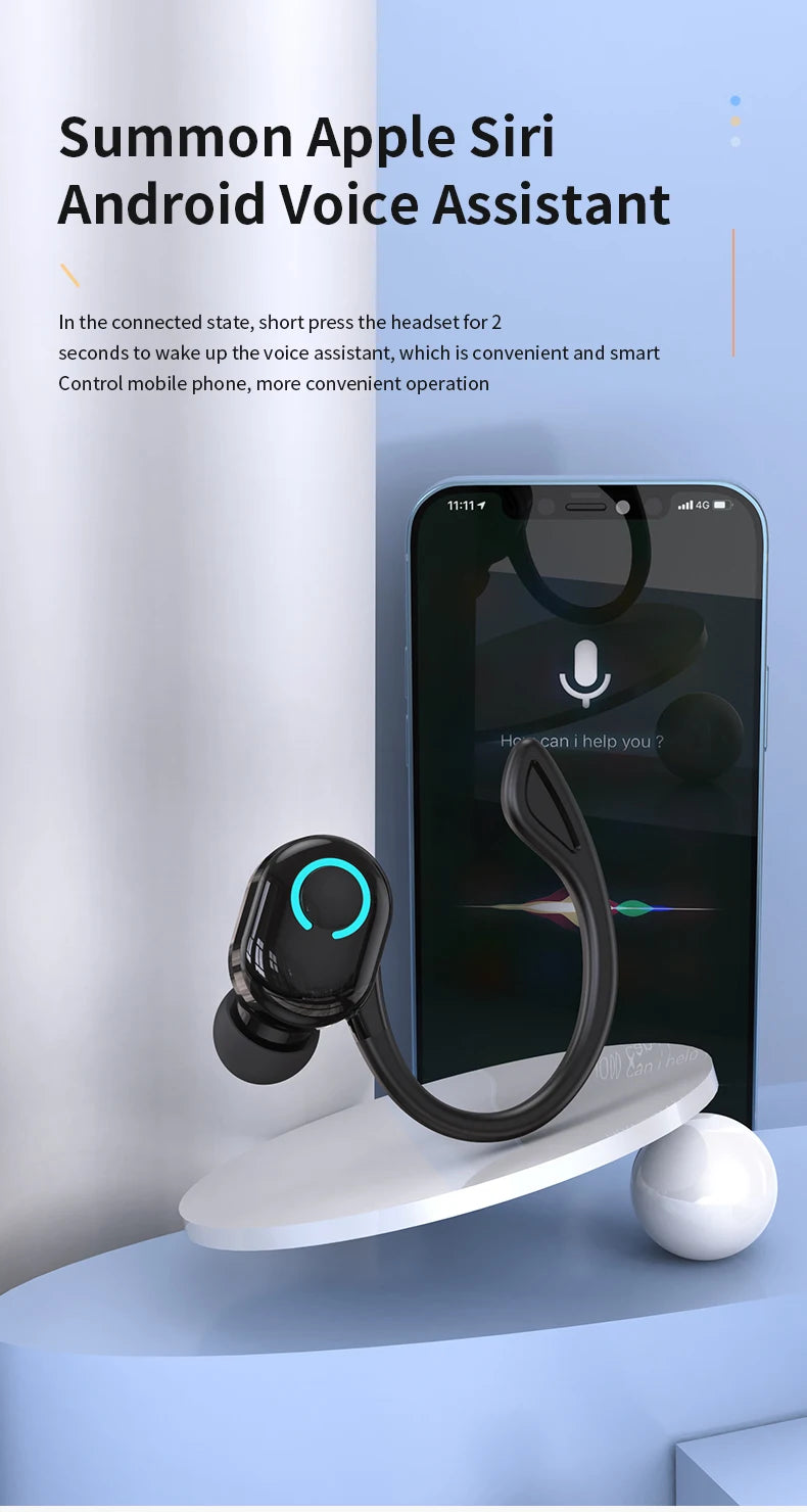 Auriculares Bluetooth HIFI Bass — Cancelamento de Ruído, Microfone HD e À Prova de Água