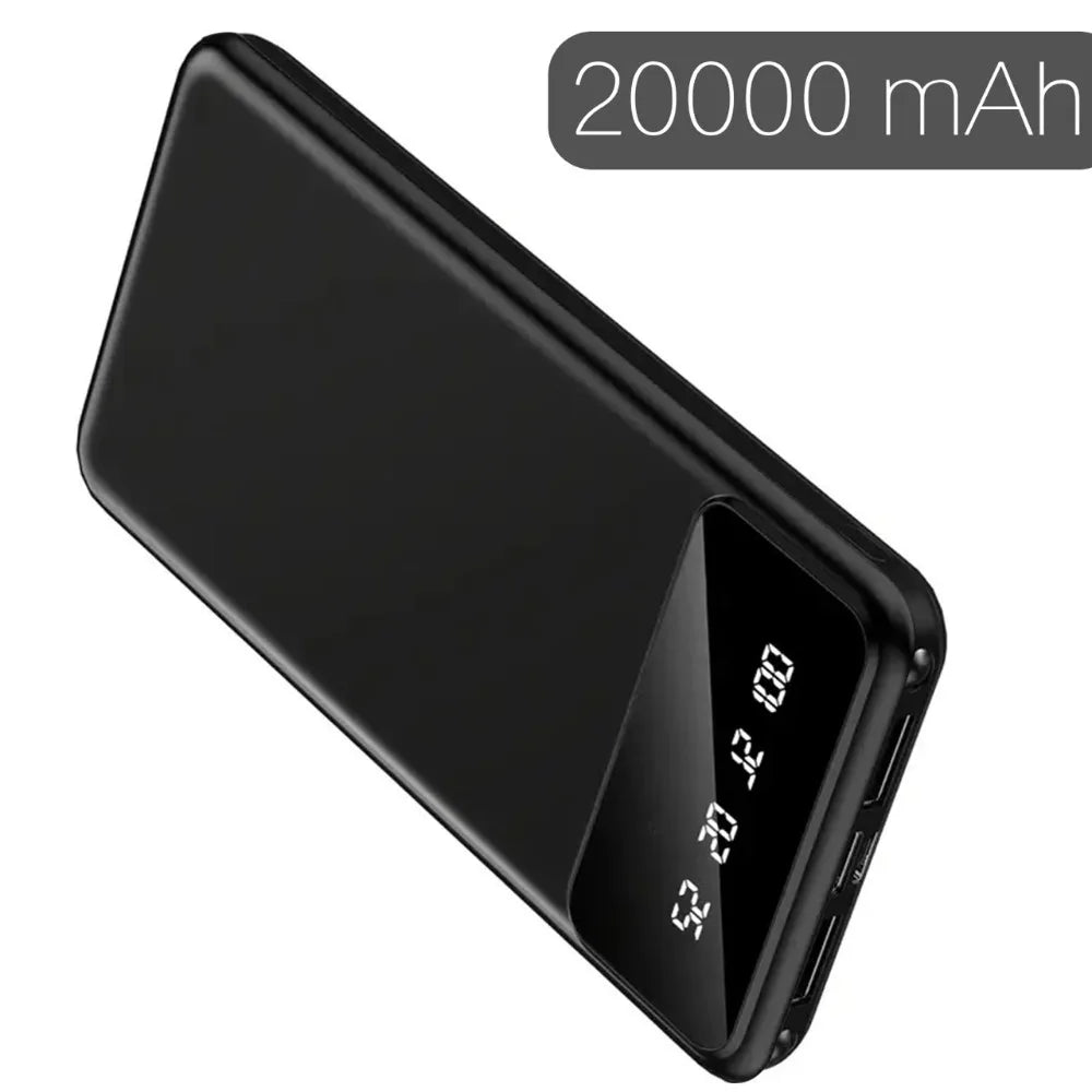 Power Bank 20000mAh com Display LED, Lanterna e Dual USB