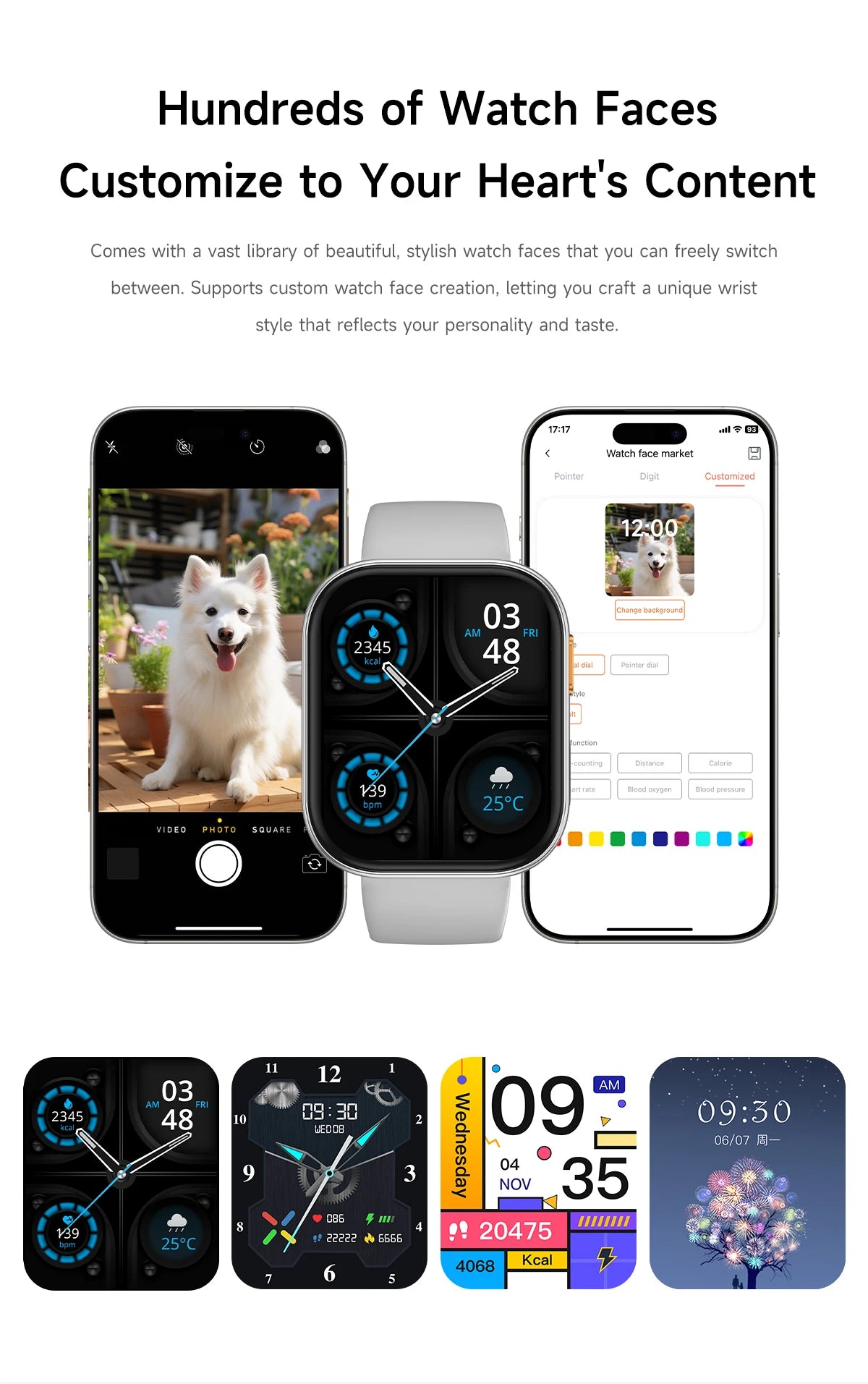 Smartwatch 2026 AMOLED 2.04'' — 1000mAh, 100+ Modos Desportivos, Chamadas Bluetooth e 3ATM