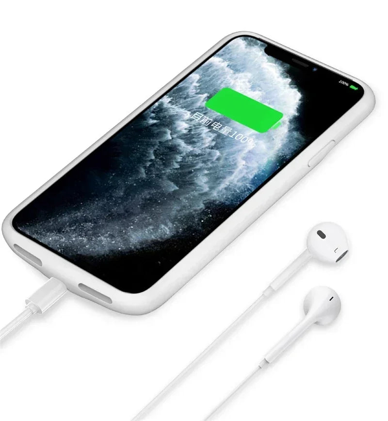 Capa com Bateria para iPhone 12, 11, X, XS, XR, 8, 7, 6 — Power Bank Integrado até 8000mAh com Áudio