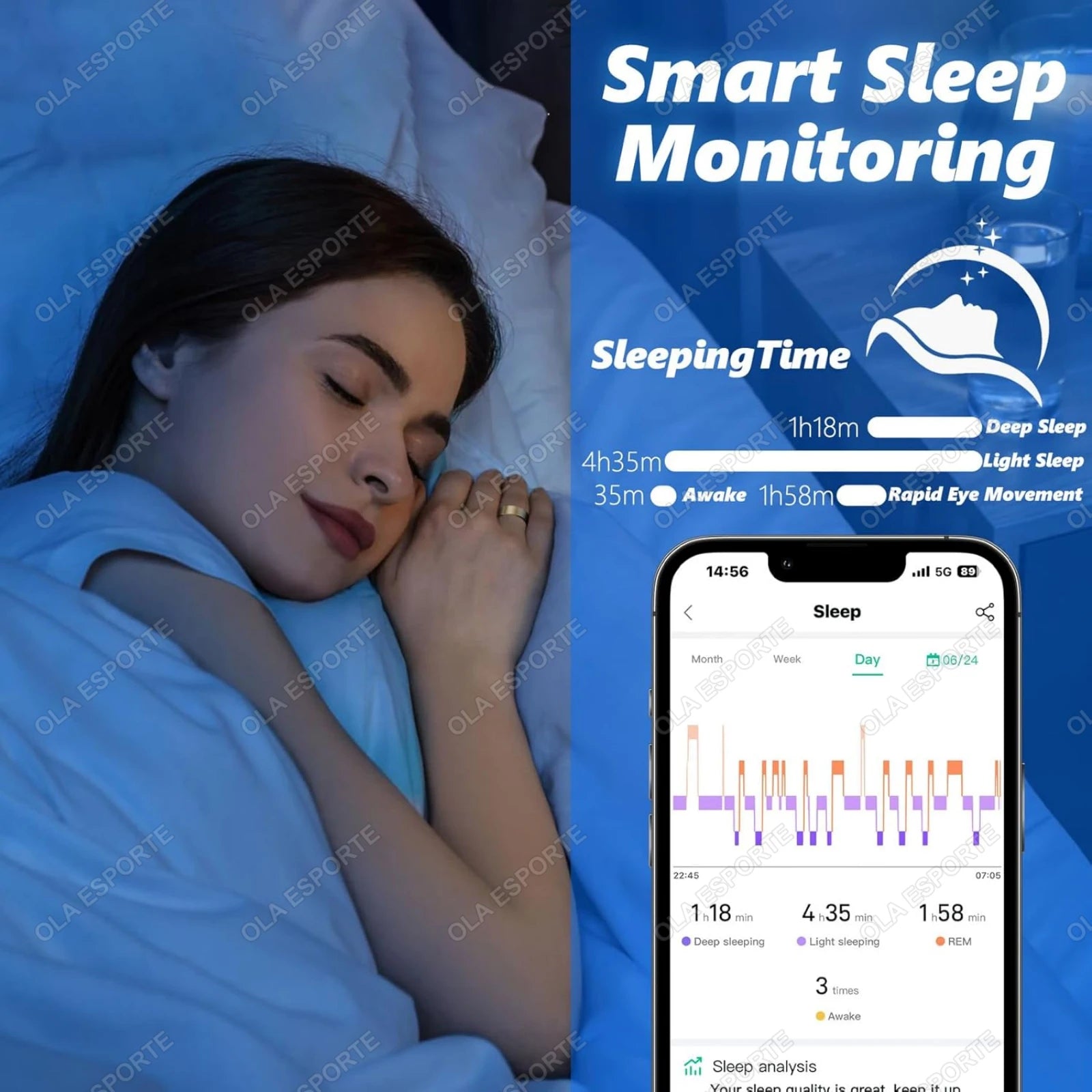 Smart Ring 2025 — Pressão Arterial, Frequência Cardíaca, Sono, IP68 e 5ATM para Homem e Mulher