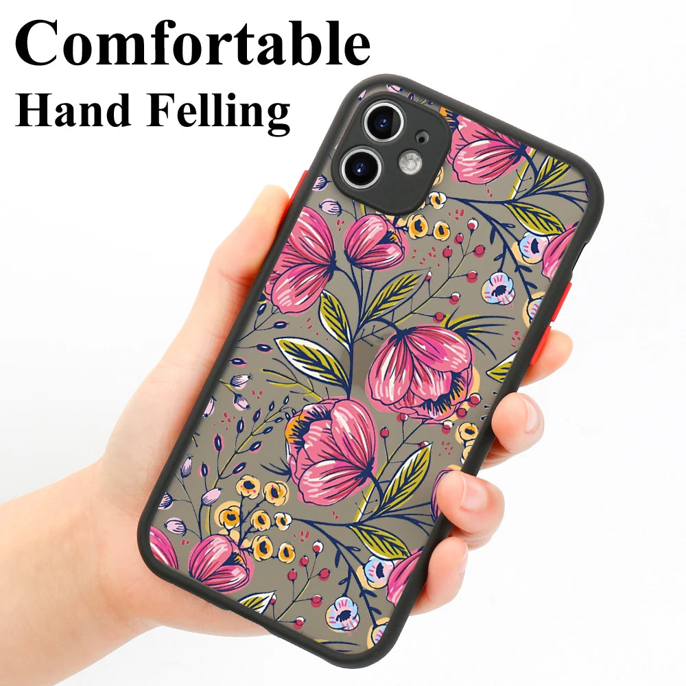 Capa Matte com Padrão Floral para Samsung Galaxy S Series