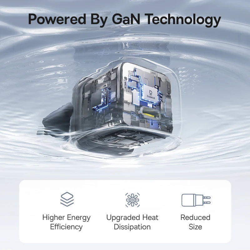 Carregador Baseus GaN 30W PD para iPhone 12-17 e Tablets