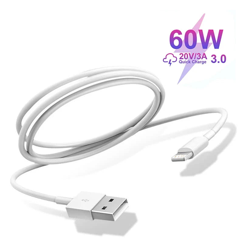 Cabo USB-A para Lightning iPhone — Carregamento Rápido 1m/2m/3m