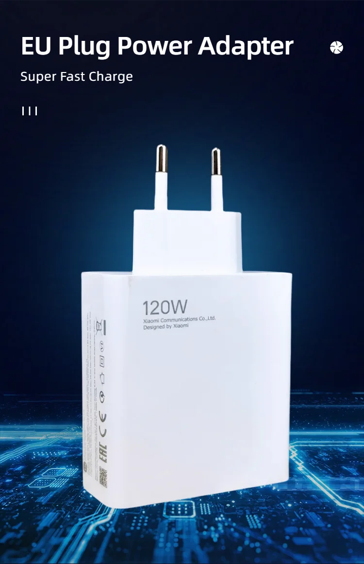 Carregador Original Xiaomi 120W Turbo com Cabo USB-C — Ficha EU