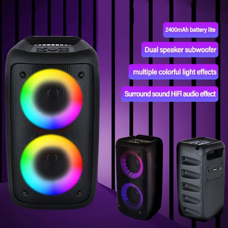 Coluna Bluetooth Portátil 6000W com Luzes Coloridas para Exterior
