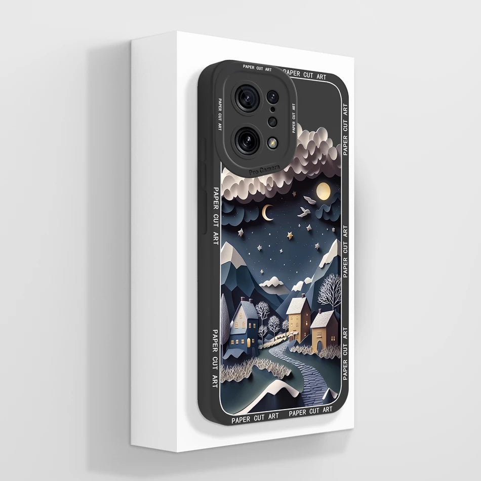 Capa Silicone Líquido Estilo Artístico para OPPO Find X5 Pro Lite