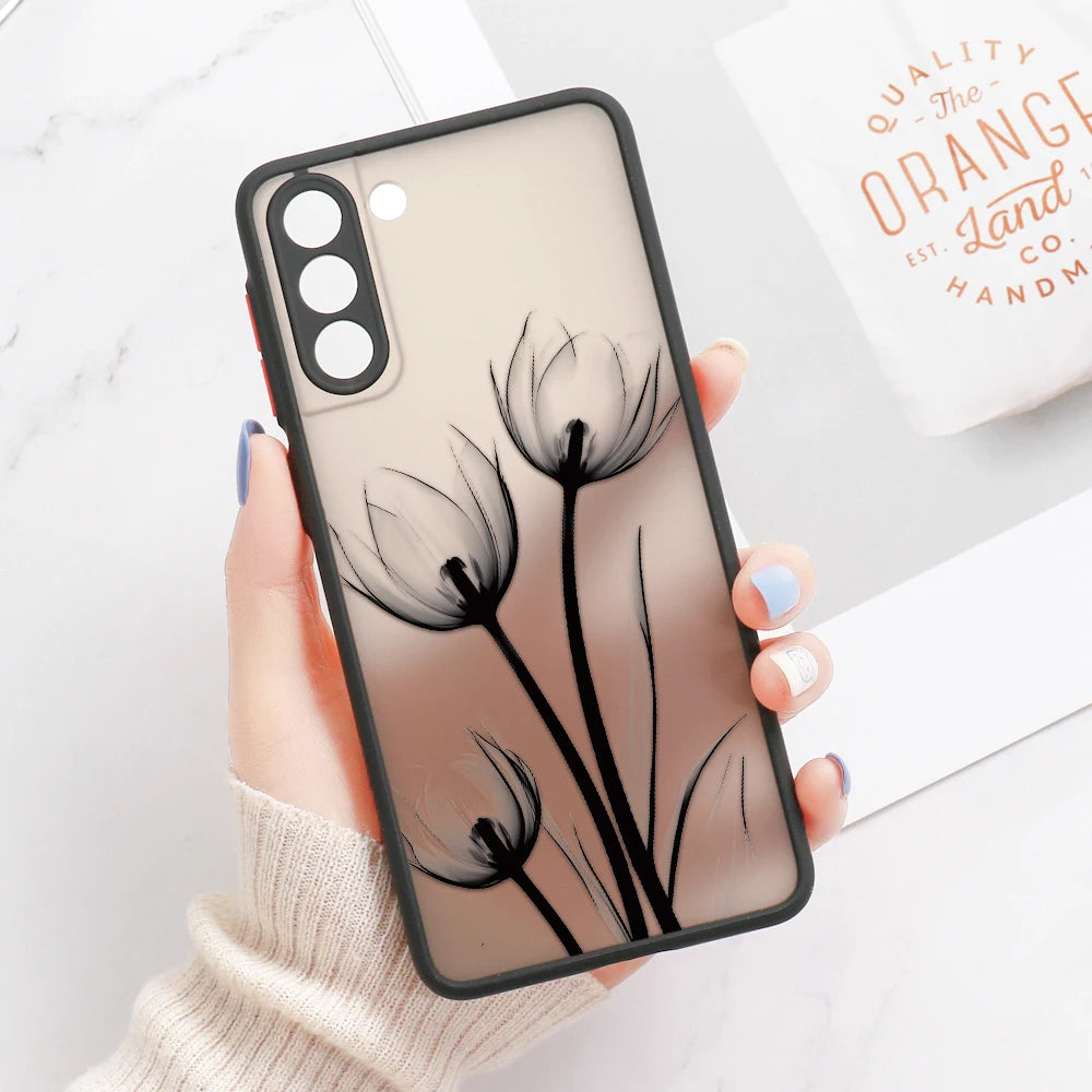 Capa com Padrão Floral Rosa para Samsung Galaxy S Series