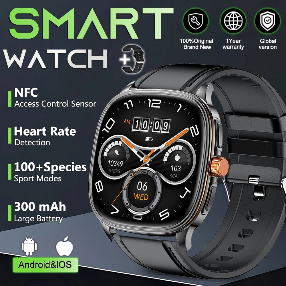 Smartwatch 2026 — Ecrã HD 1.73'', Voz AI, Música, Meteorologia, Modos Desportivos e IP68