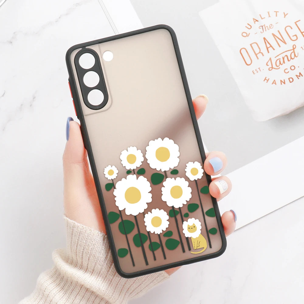 Capa com Padrão Floral Rosa para Samsung Galaxy S Series