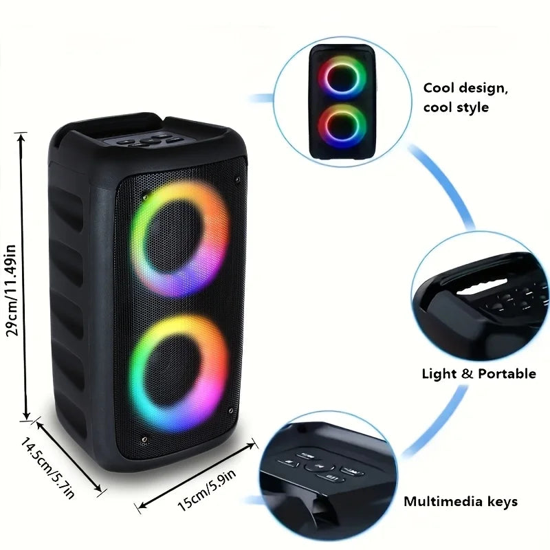 Coluna Bluetooth Portátil 6000W com Luzes Coloridas para Exterior