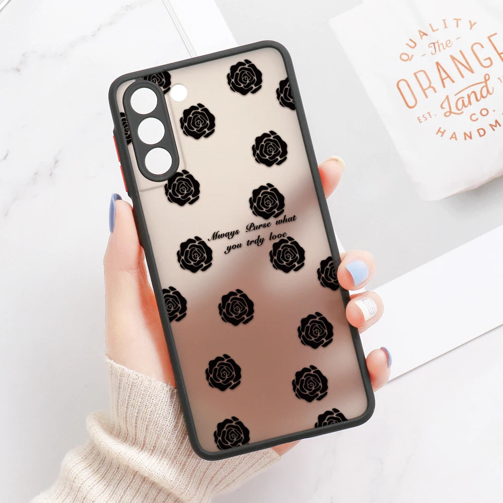 Capa com Padrão Floral Rosa para Samsung Galaxy S Series