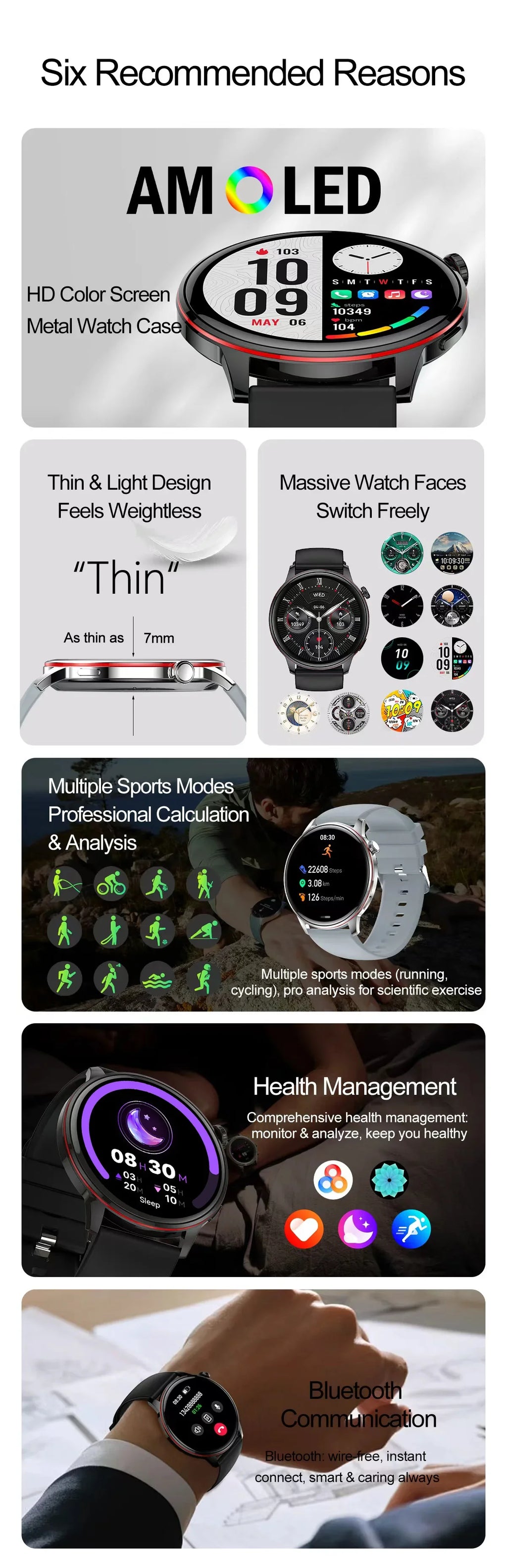 Smartwatch Feminino Elegante — Rosa e Dourado, Saúde Completa e Notificações Inteligentes