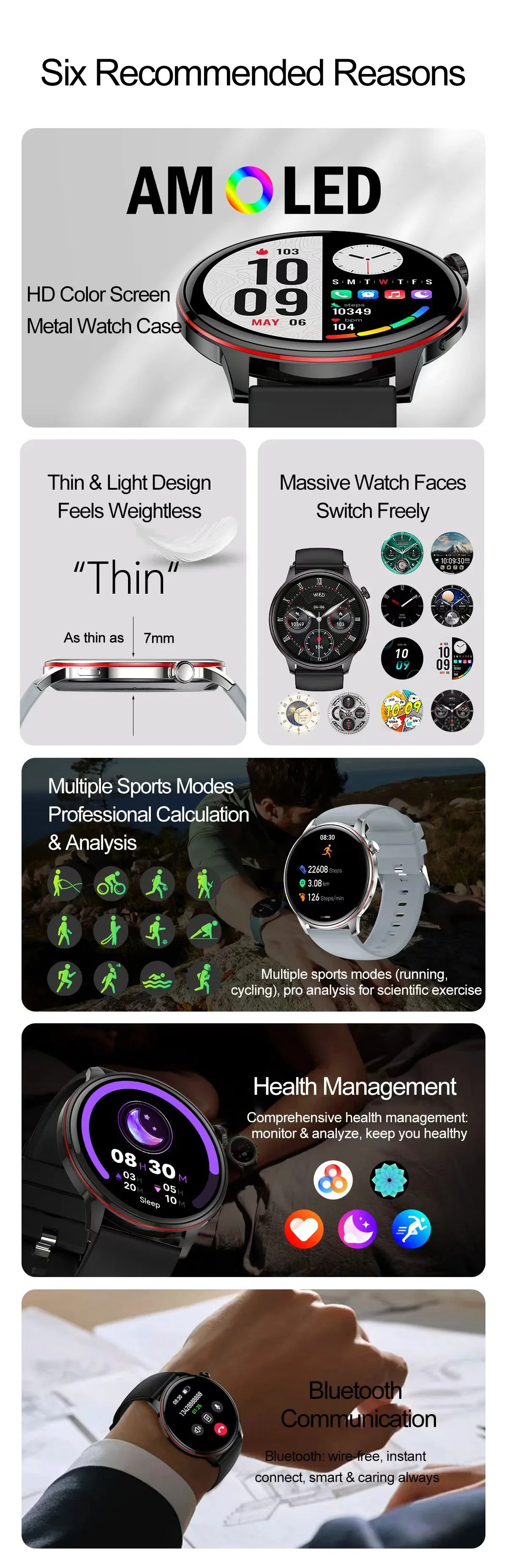 Smartwatch Feminino Elegante — Rosa e Dourado, Saúde Completa e Notificações Inteligentes