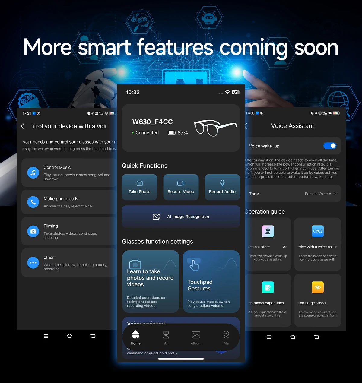Óculos Inteligentes IA 4K — Câmara 8MP, Gravação de Vídeo, Reconhecimento, Tradução, Bluetooth e Óculos Fotocromáticos À Prova de Água
