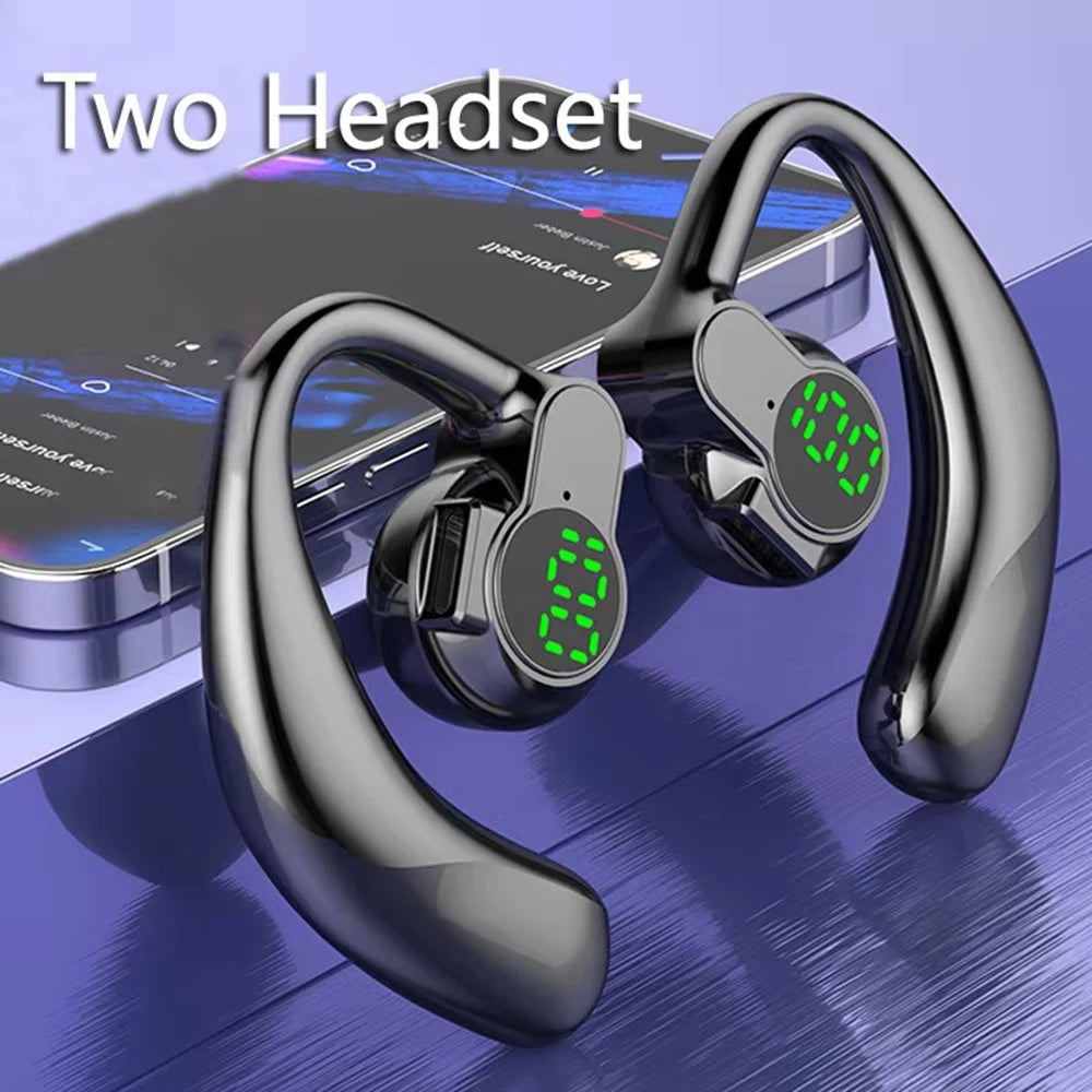 Auriculares Bluetooth 5.4 Ear Hook — Mãos Livres, Cancelamento de Ruído e Condução Segura