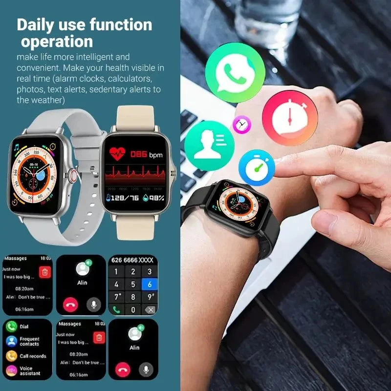 Smartwatch Bluetooth 1.44'' com Monitor de Saúde, Oxigénio e Pressão
