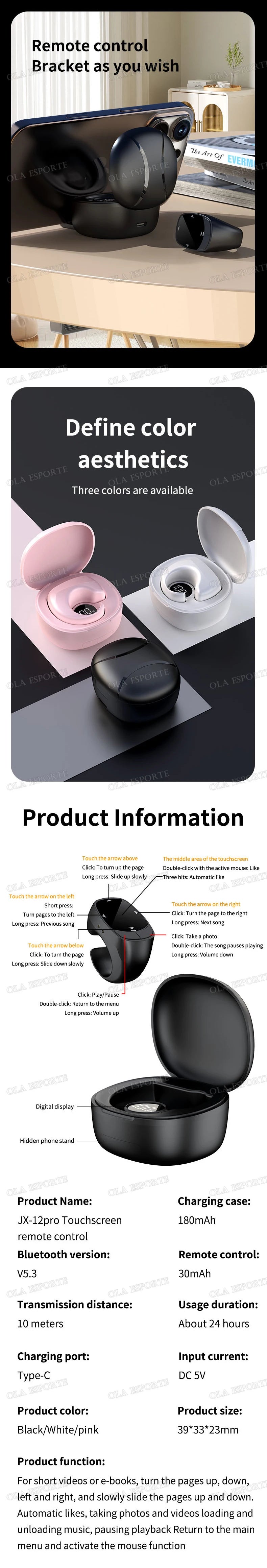 Smart Ring Multi-Funcional — Controlo Remoto Bluetooth 5.3, Scroll, Vídeo e Fotos para Smartphone