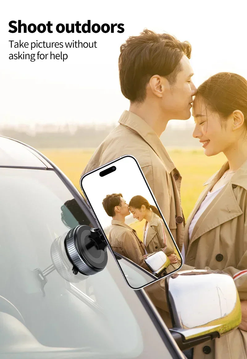 Suporte Magnético para Carro 360° com Ventósa e 16 Ímãs