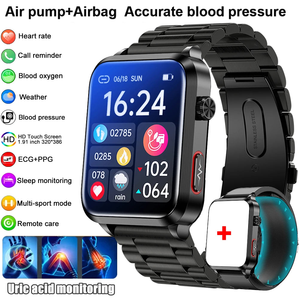 Smartwatch Masculino Quadrado AMOLED — Chamadas Bluetooth, Saúde Completa e Design Premium