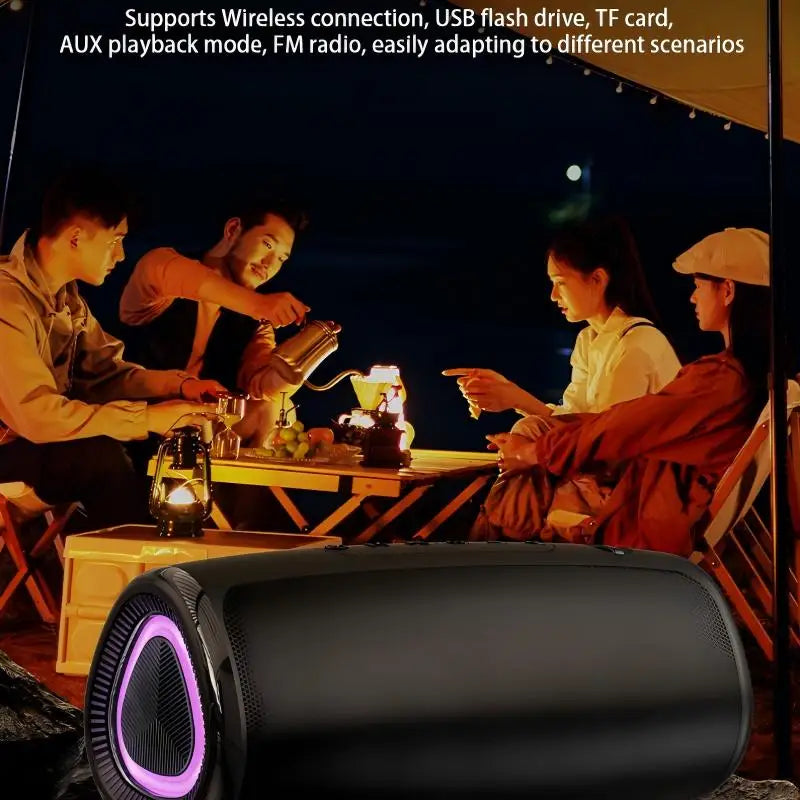Coluna Bluetooth 5.3 com LED RGB, Subwoofer e FM/SD/USB