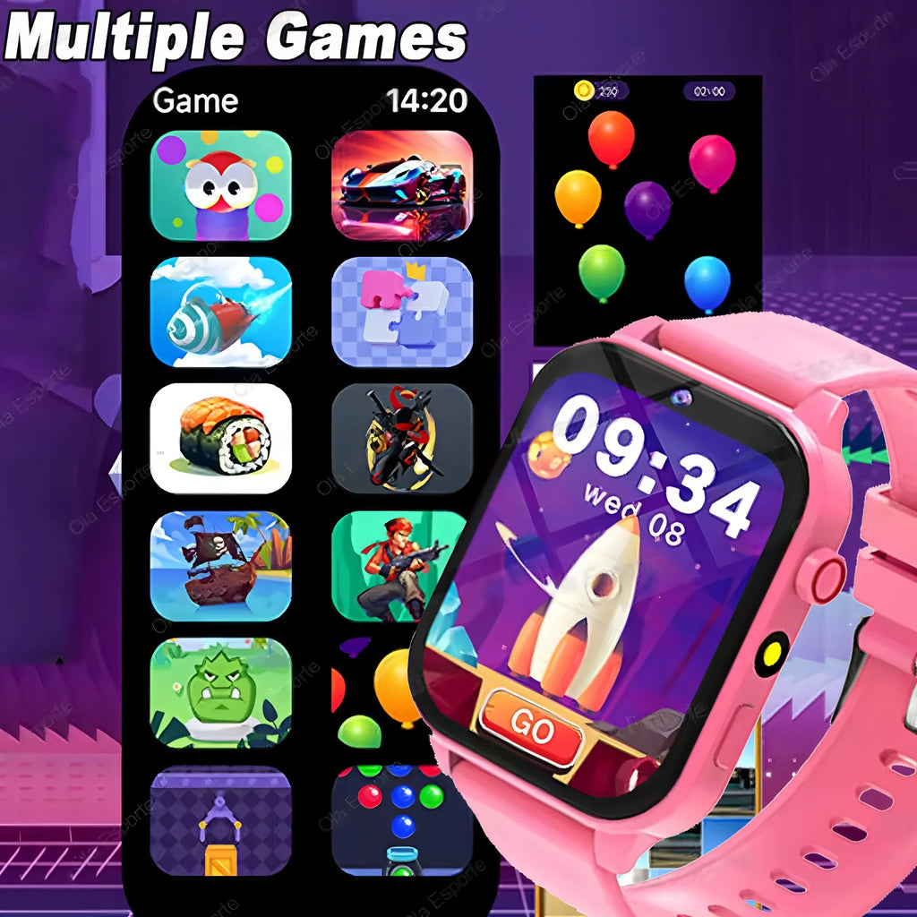 Smartwatch Infantil 2025 com 100+ Jogos — Ecrã HD, Música, Iluminação e Presente para Rapazes e Raparigas
