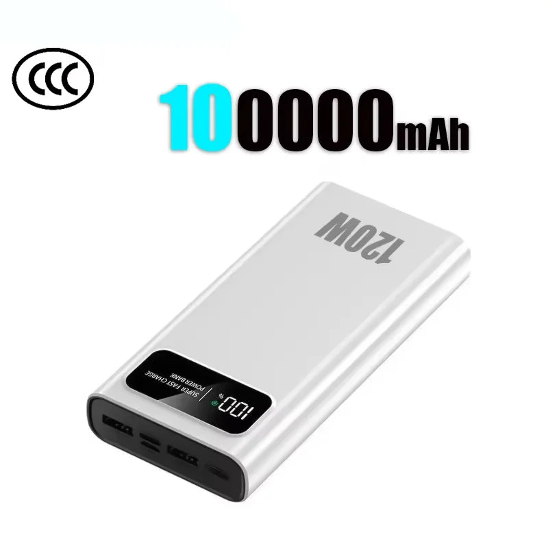 Power Bank Lenovo 120W Alta Capacidade com Display Digital e 4 Interfaces