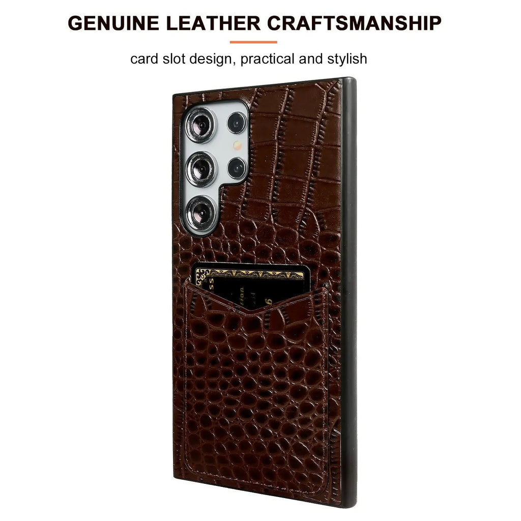 Capa Couro Genuíno com Porta-Cartões para Samsung Galaxy S Series