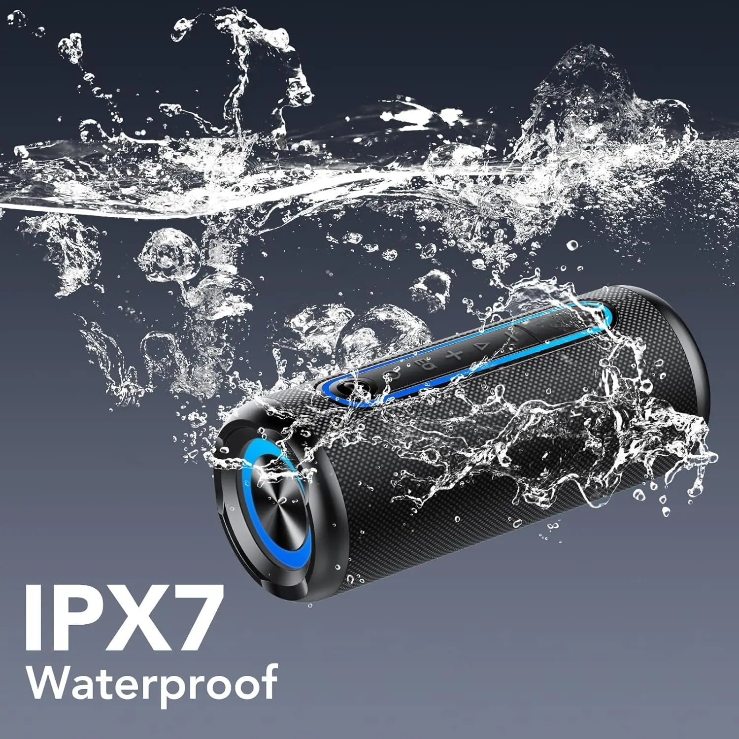 Coluna Bluetooth Portátil 30W — Som Estéreo, IPX7 À Prova de Água, RGB e Modos EQ