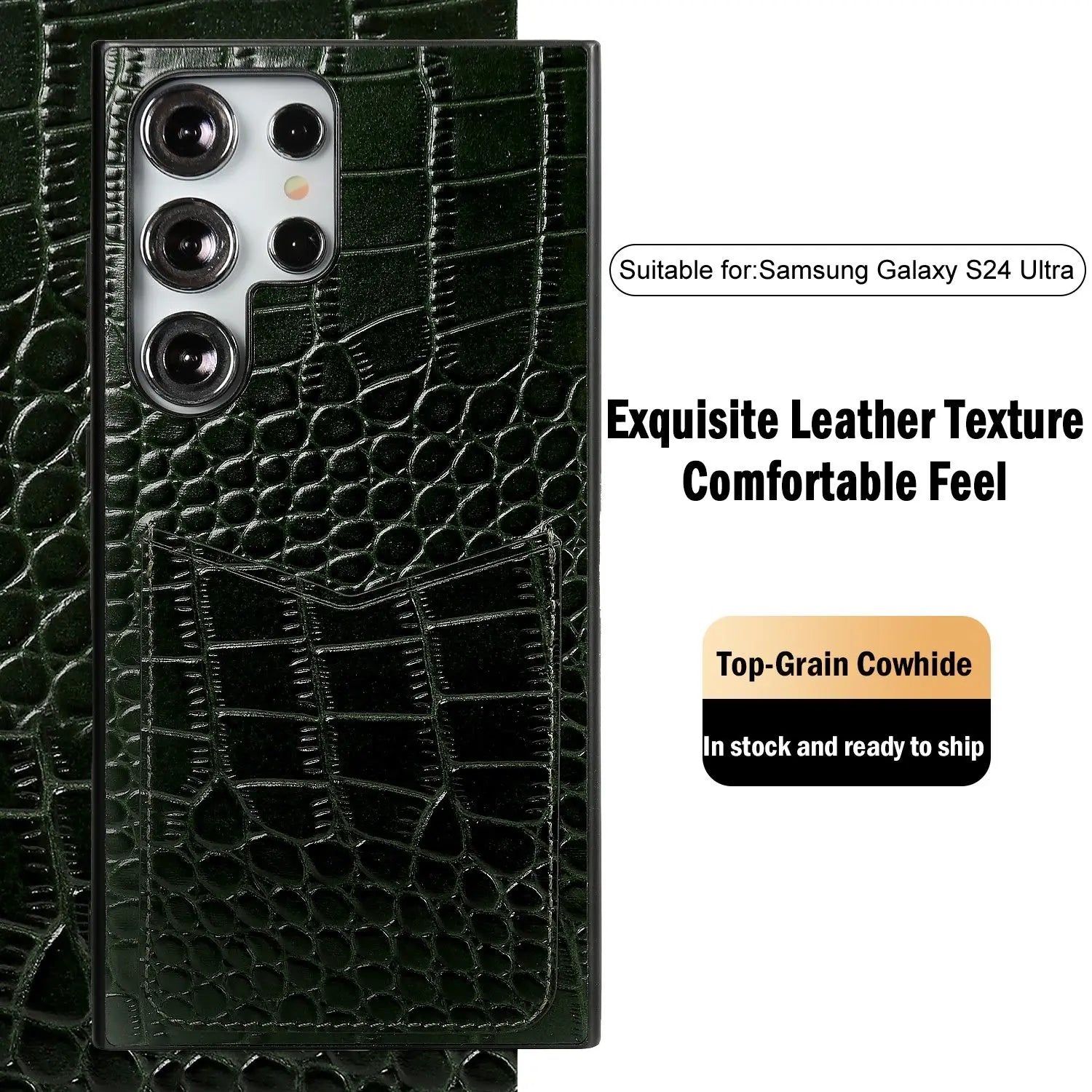 Capa Couro Genuíno com Porta-Cartões para Samsung Galaxy S Series