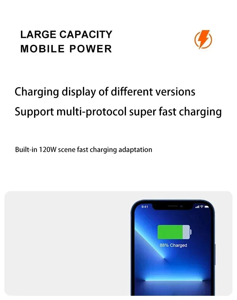 Power Bank Lenovo 120W Alta Capacidade com Display Digital e 4 Interfaces