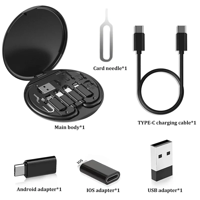 Kit de Adaptadores USB-C 60W — Lightning, Micro USB e Type-C Tudo em Um