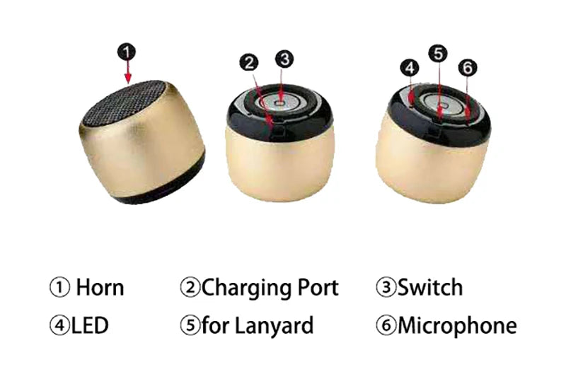 Coluna Bluetooth TWS Mini Subwoofer Metal — Som Potente e Portátil