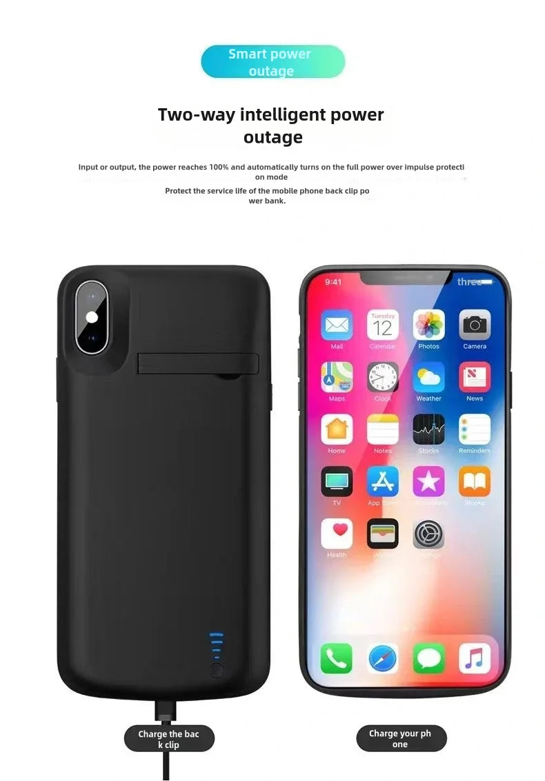 Capa com Bateria para iPhone 12, 11, X, XS, XR, 8, 7, 6 — Power Bank Integrado até 8000mAh com Áudio
