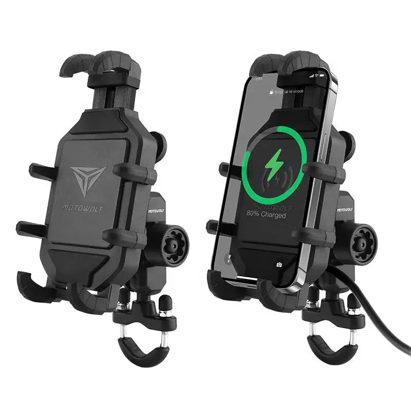 Suporte de Telefónico para Mota com Carregamento Sem Fios QC3.0 e GPS