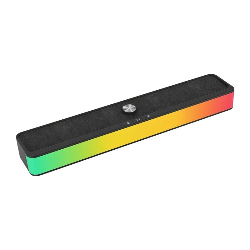 Soundbar de Secretária Sem Fios com Barra de Luz — Bluetooth 5.3, USB, Recarregável e Para TV