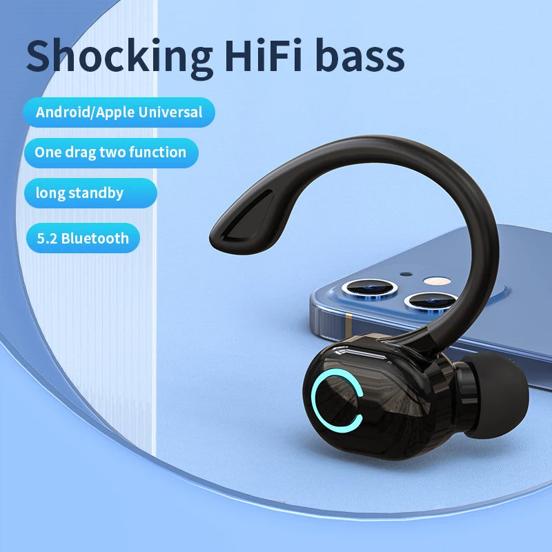 Auriculares Bluetooth HIFI Bass — Cancelamento de Ruído, Microfone HD e À Prova de Água