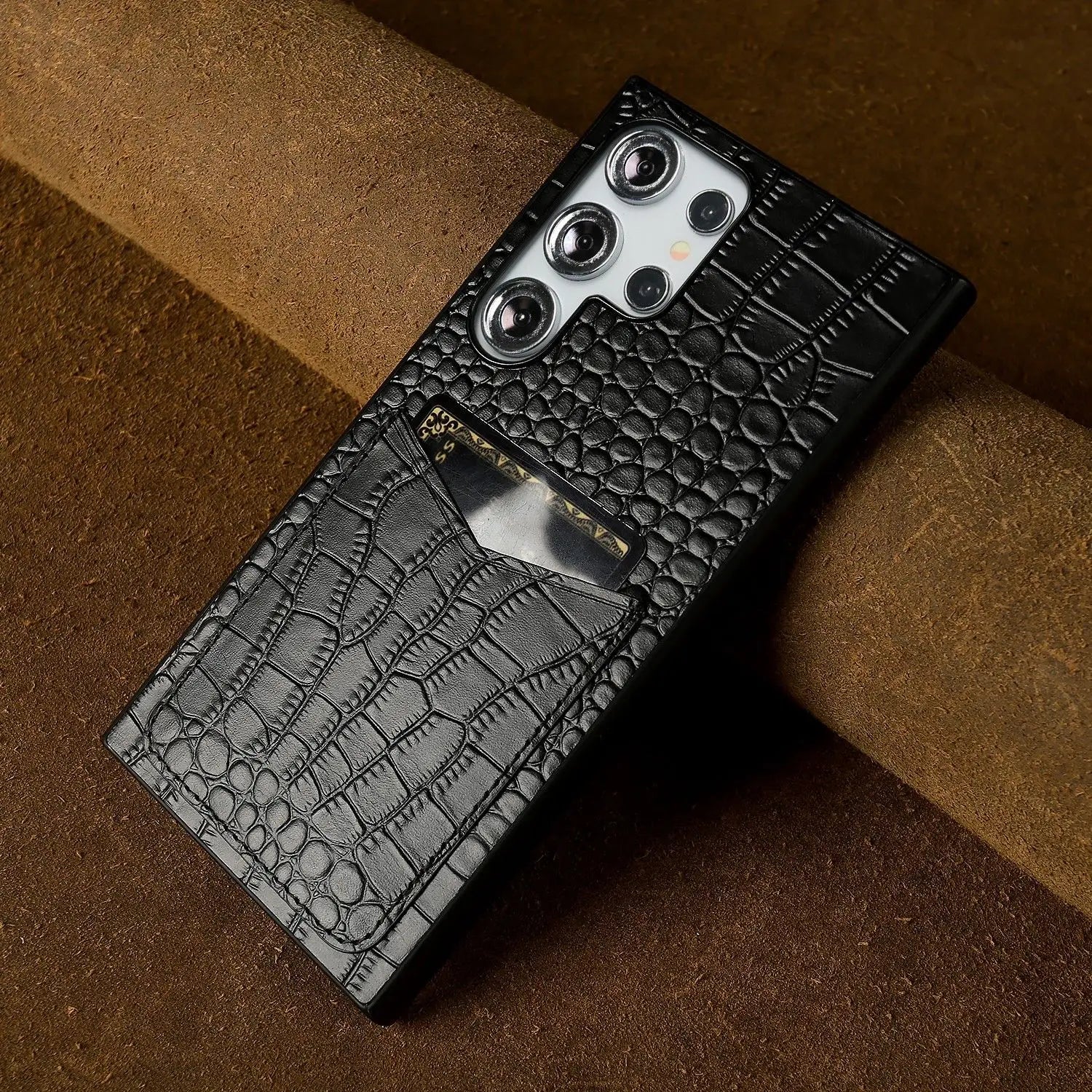 Capa Couro Genuíno com Porta-Cartões para Samsung Galaxy S Series